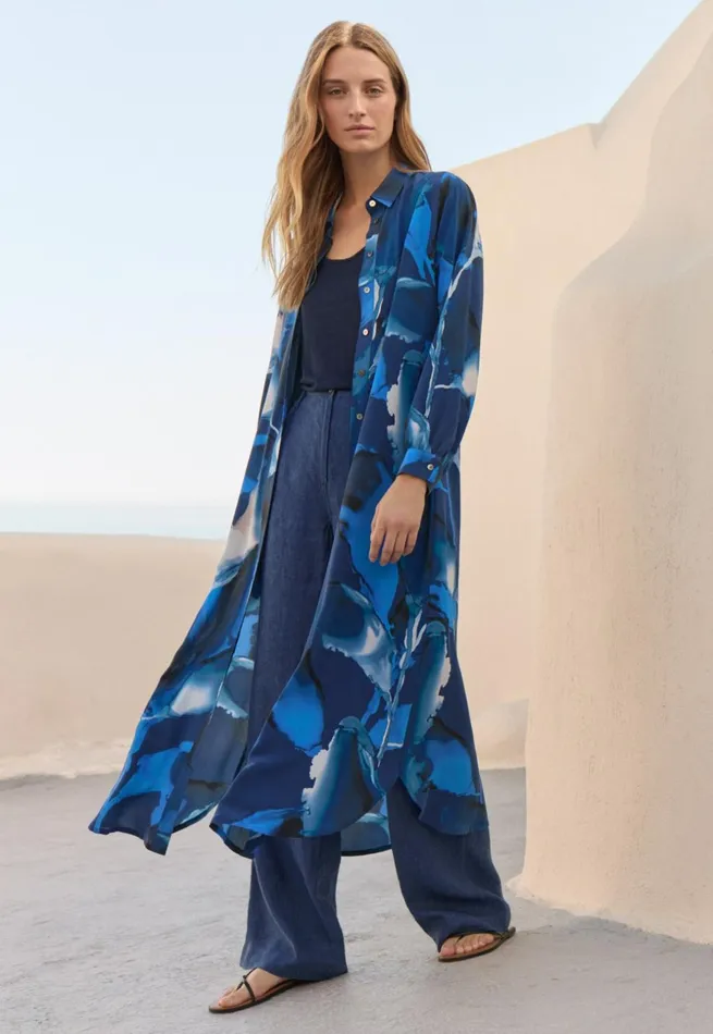 Women Long Printed Dress Midnight Shell Poetry Fashion Dresses and Skirts