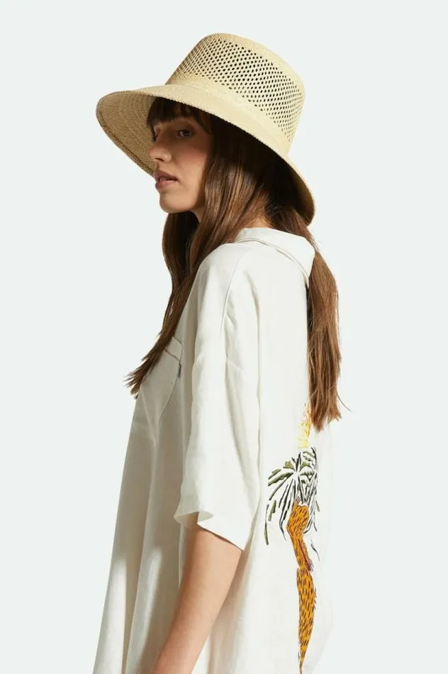 Women Lopez Panama Straw Bucket Hat Catalina Sand Brixton Straw Hats