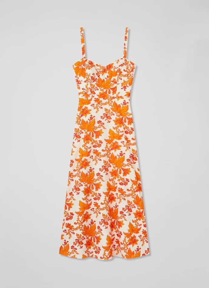 Women Lucy Orange Vine Leaf Print Cotton Sun Dress Orange LKBennett Dresses Women Lucy Orange Vine Leaf Print Cotton Sun Dress Orange LKBennett Dresses