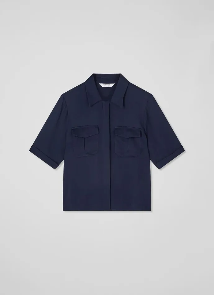 Women Luna Navy Viscose UtilityStyle Shirt Midnight LKBennett Tops Women Luna Navy Viscose UtilityStyle Shirt Midnight LKBennett Tops