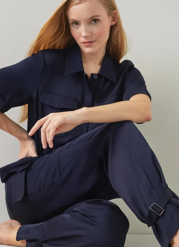 Women Luna Navy Viscose UtilityStyle Trousers Midnight LKBennett Trousers