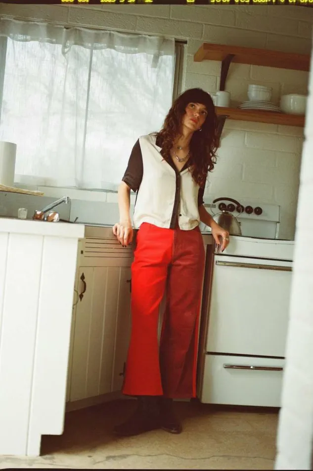 Women Margo Cropped 5Pocket Pant Cowhidemars Red Cord Brixton Pants