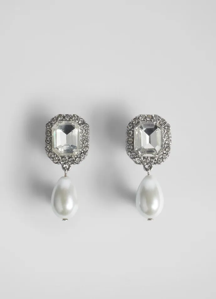 Women Margot Clear Crystal And Pearl Drop Earrings LKBennett Jewellery