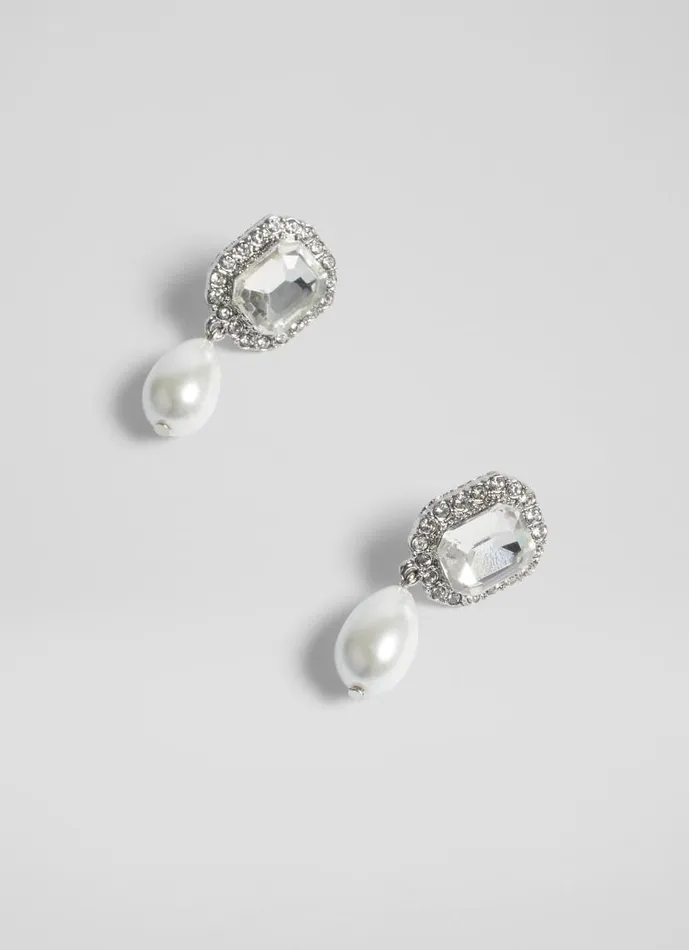 Women Margot Clear Crystal And Pearl Drop Earrings LKBennett Jewellery Women Margot Clear Crystal And Pearl Drop Earrings LKBennett Jewellery