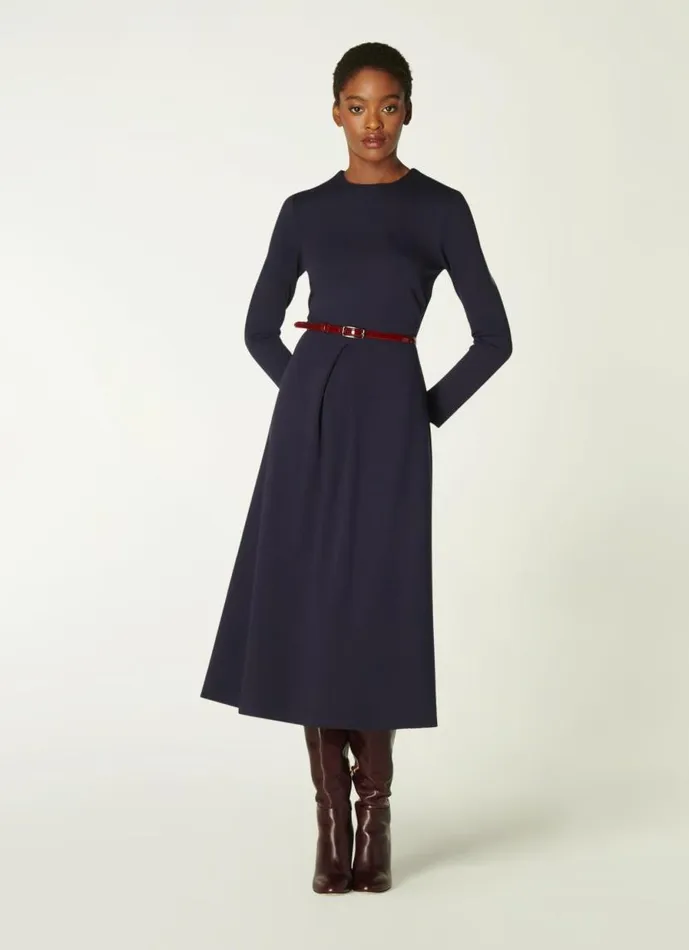 Women Maria Navy Jersey Fit and Flare Dress Midnight LKBennett Dresses