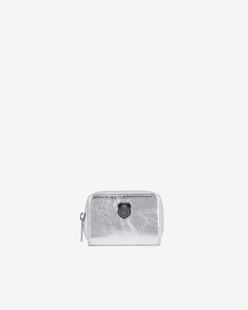 WomenMen Small Leather Goods The Kooples Silver Leather Crest Coin Purse Silver WomenMen Small Leather Goods The Kooples Silver Leather Crest Coin Purse Silver