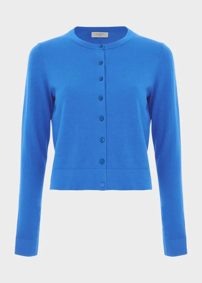 Women Michelle Cotton Cardigan Atlantic Blue Hobbs Jumpers and Cardigans