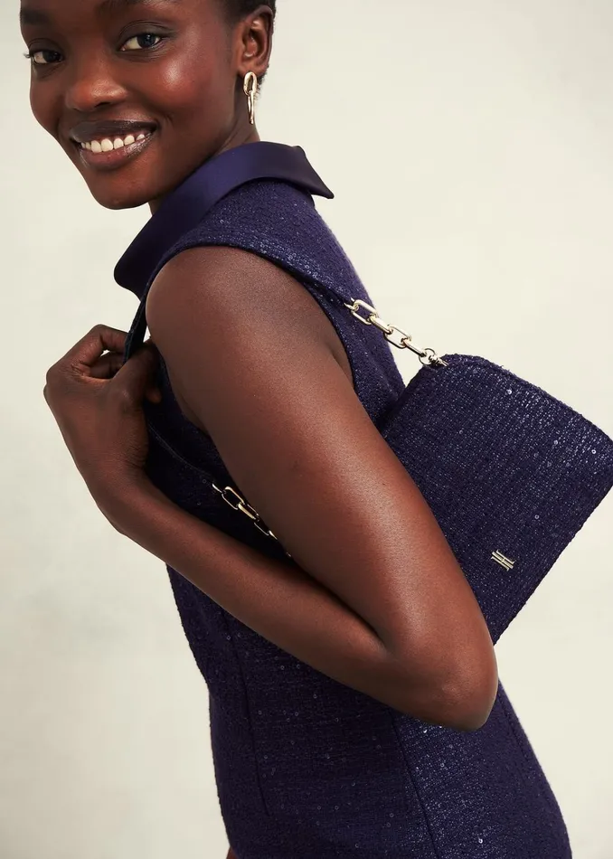 Women Milan Tweed Clutch Bag Midnight Hobbs Bags