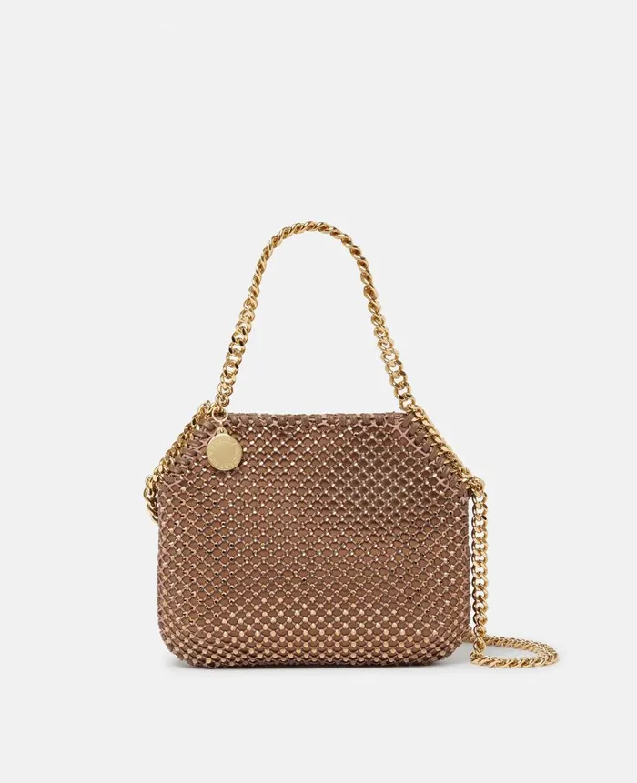 Women Mini Bags And Clutches Stella McCartney Falabella Crystal Mesh Mini Tote Bag Metallic Brown Women Mini Bags And Clutches Stella McCartney Falabella Crystal Mesh Mini Tote Bag Metallic Brown