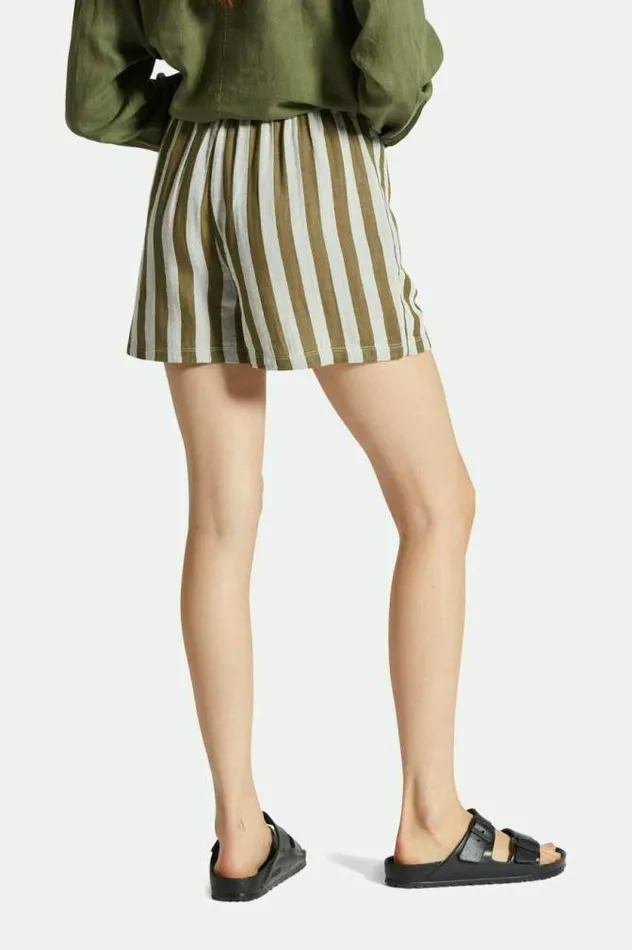 Women Mykonos Stripe Boxer Short Military Olive Brixton Shorts