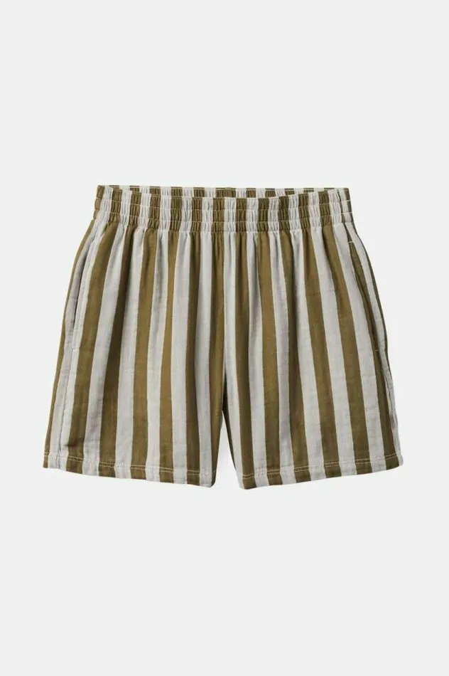 Women Mykonos Stripe Boxer Short Military Olive Brixton Shorts