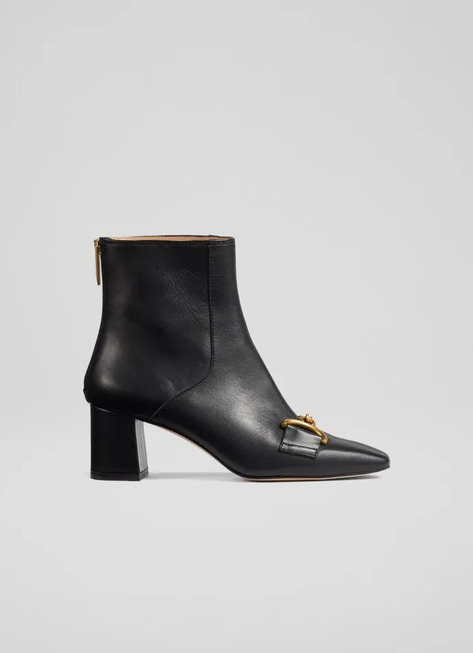 Women Nadina Black Leather SnaffleDetail Ankle Boots Black LKBennett Boots