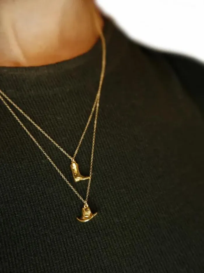 Women Necklaces Able Rodeo Cowboy Boot Pendant Necklace 14k GoldfilledVermeil