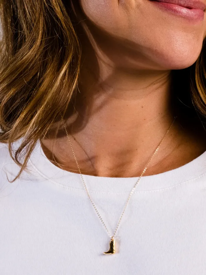 Women Necklaces Able Rodeo Cowboy Boot Pendant Necklace 14k GoldfilledVermeil