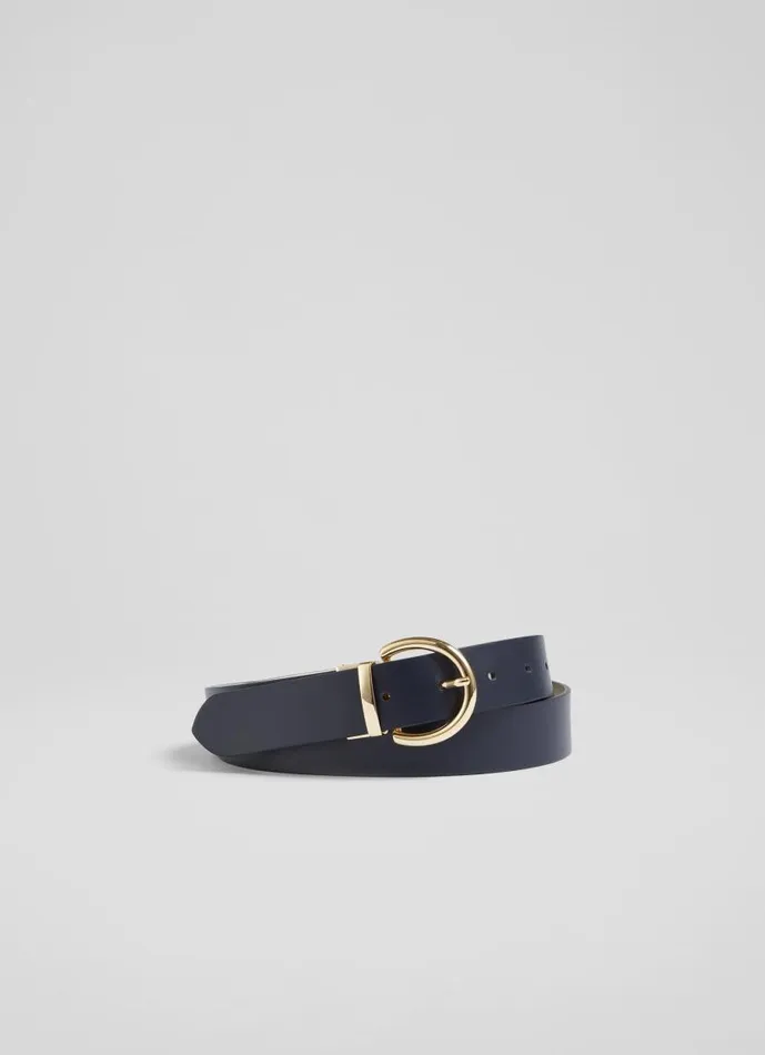 Women Odette Navy And Cream Leather Reversible Belt LKBennett Belts
