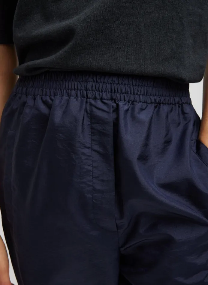 Women Pants and Shorts Tibi Crispy Nylon Kat Jogger Navy