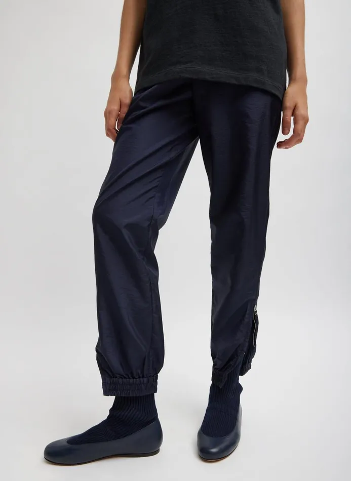 Women Pants and Shorts Tibi Crispy Nylon Kat Jogger Navy