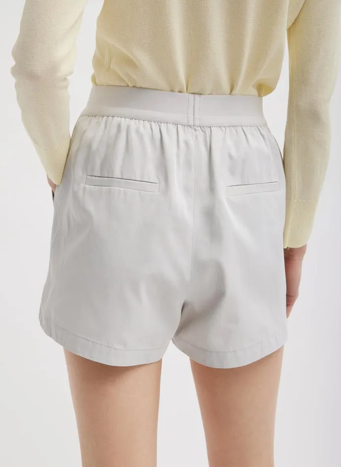 Women Pants and Shorts Tibi Drapey Suiting Pull On Short Stone