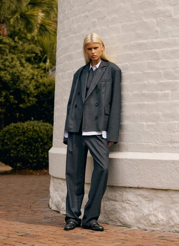 Women Pants and Shorts Tibi Ellis Suiting Derrick Trouser Grey Multi