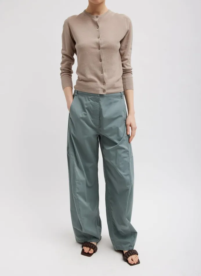 Women Pants and Shorts Tibi Garment Dyed Silky Cotton Sid Pant Green Limestone