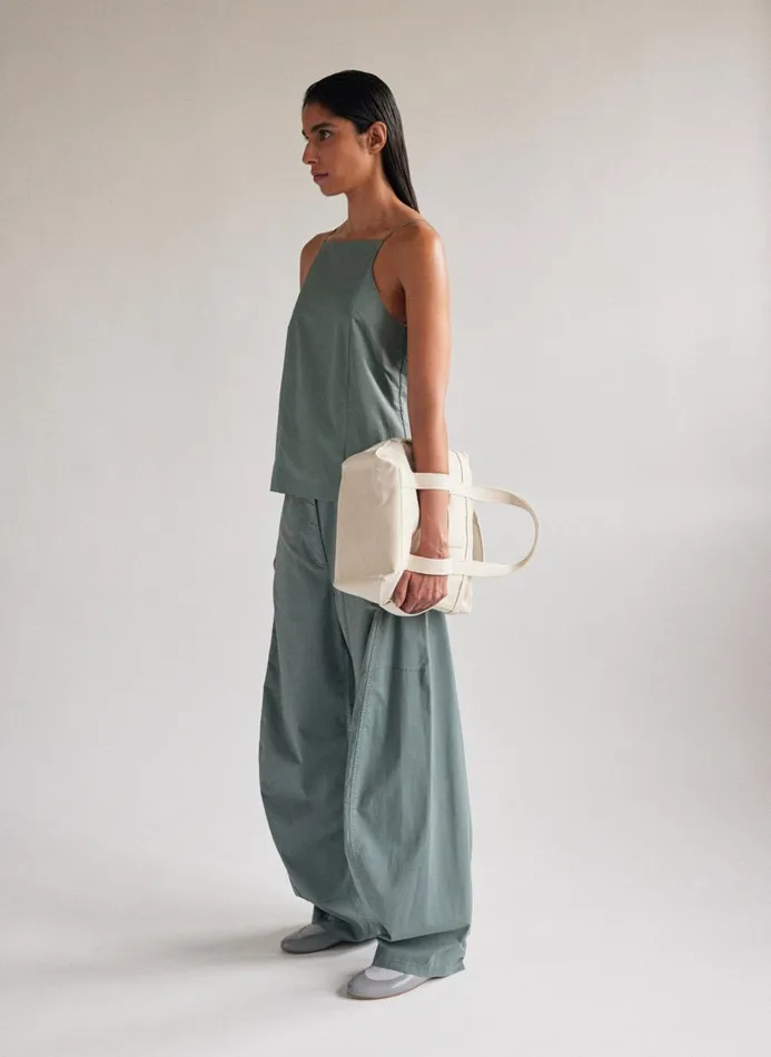 Women Pants and Shorts Tibi Garment Dyed Silky Cotton Sid Pant Green Limestone