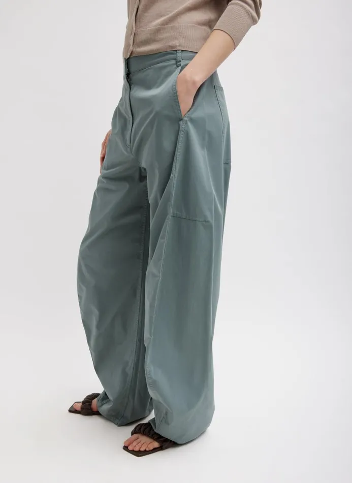 Women Pants and Shorts Tibi Garment Dyed Silky Cotton Sid Pant Green Limestone