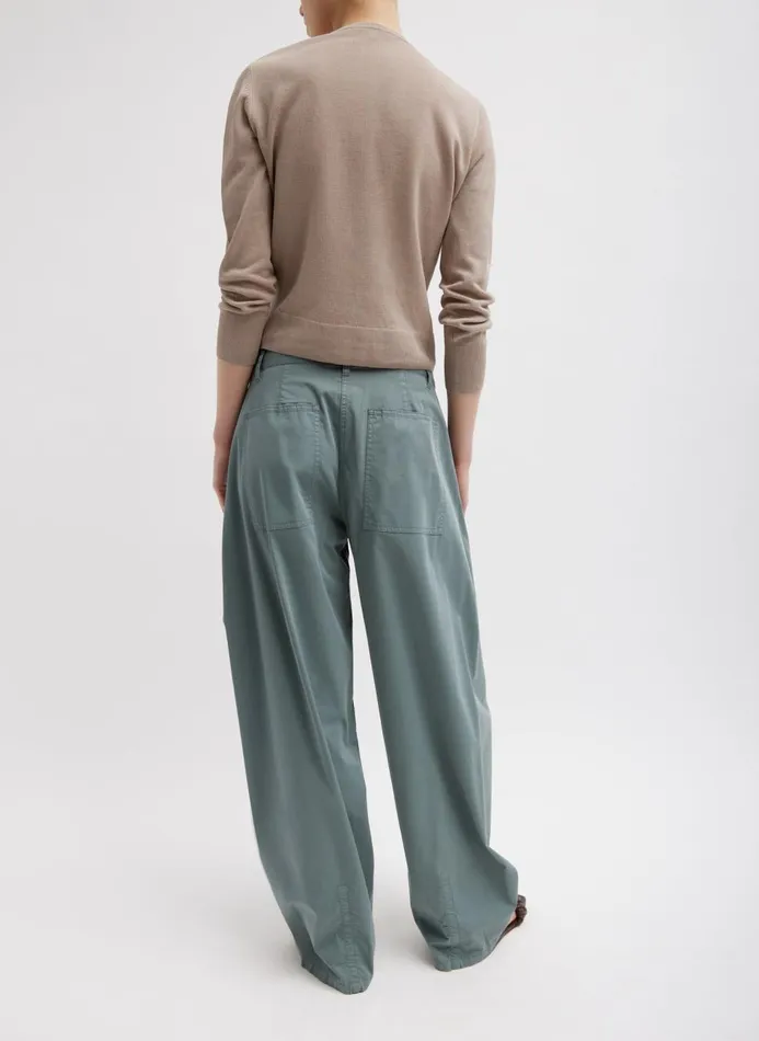 Women Pants and Shorts Tibi Garment Dyed Silky Cotton Sid Pant Green Limestone