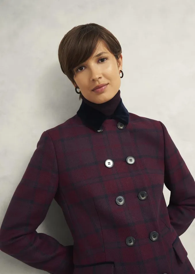 Women Patricia Wool Blend Coat Pink Multi Hobbs Coats and Jackets