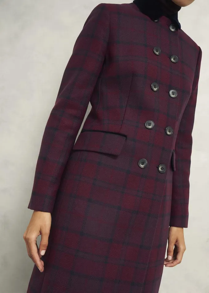 Women Patricia Wool Blend Coat Pink Multi Hobbs Coats and Jackets