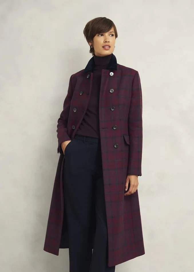 Women Patricia Wool Blend Coat Pink Multi Hobbs Coats and Jackets
