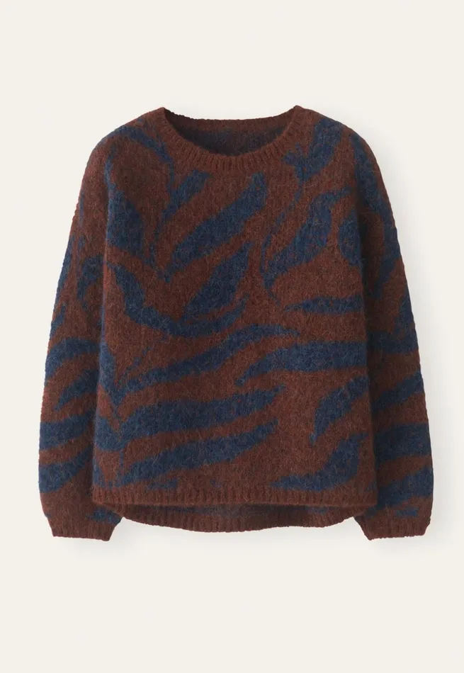 Women Patterned Sweater Navy Brown Poetry Fashion Sweaters