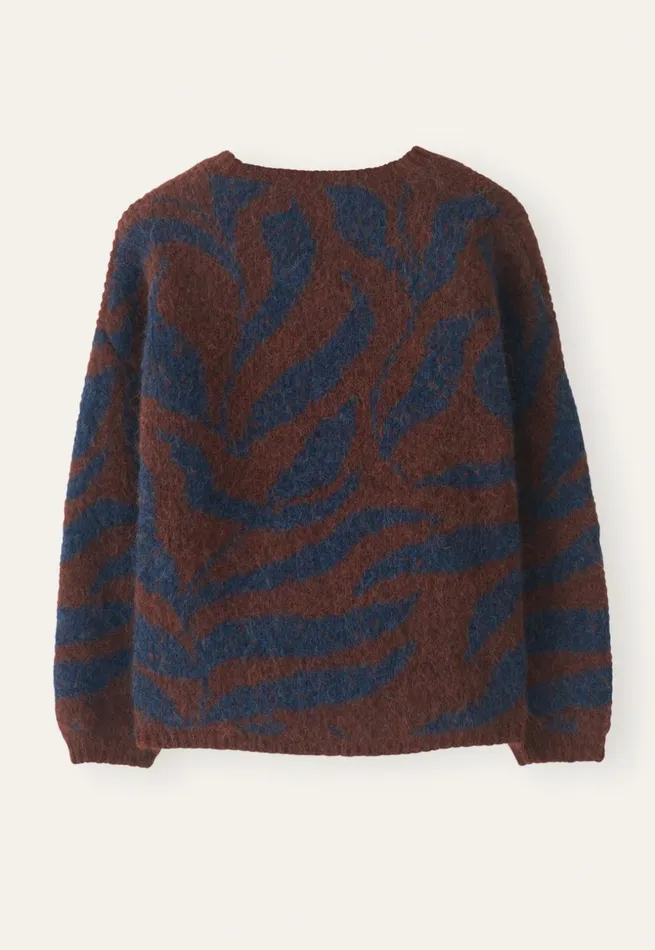 Women Patterned Sweater Navy Brown Poetry Fashion Sweaters