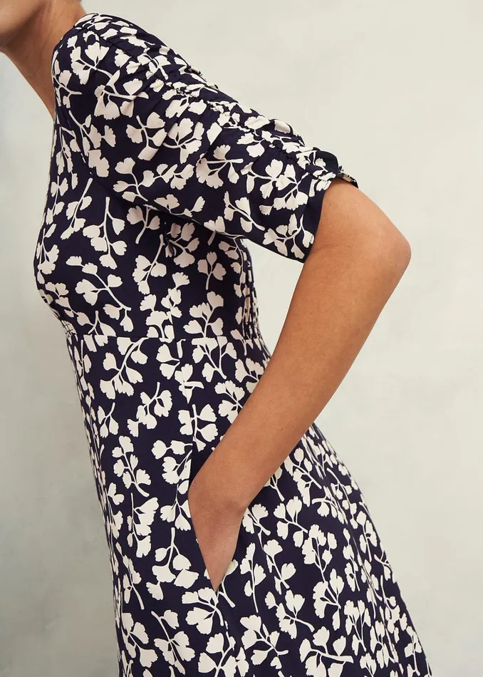 Women Petite Bonnie Dress Navy Cream Hobbs Dresses and Jumpsuits