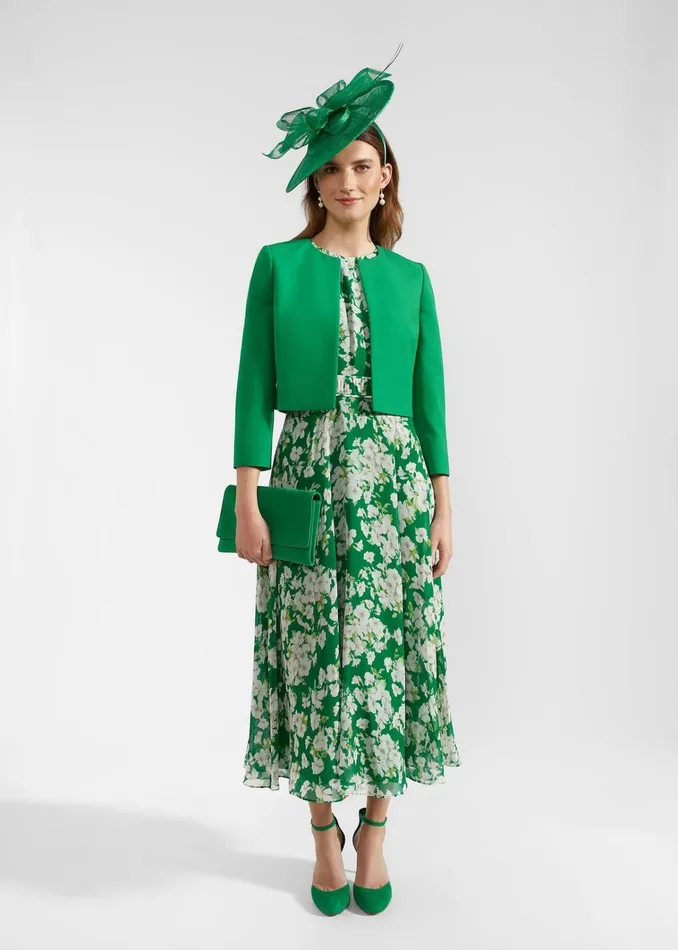 Women Petite Bronwyn Silk Dress Green Multi Hobbs Dresses and Jumpsuits