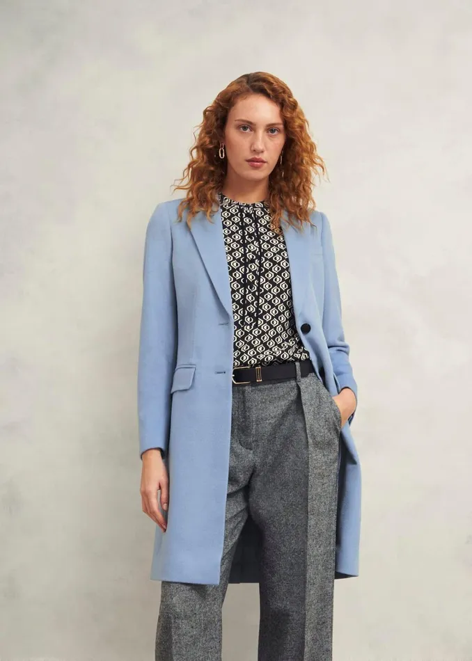 Women Petite Cavendish Wool Coat Pale Blue Hobbs Coats and Jackets