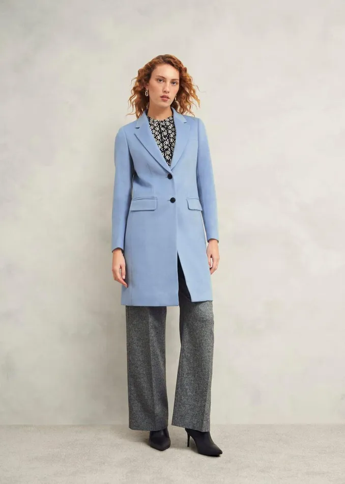 Women Petite Cavendish Wool Coat Pale Blue Hobbs Coats and Jackets