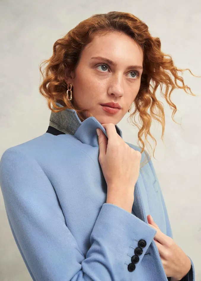 Women Petite Cavendish Wool Coat Pale Blue Hobbs Coats and Jackets