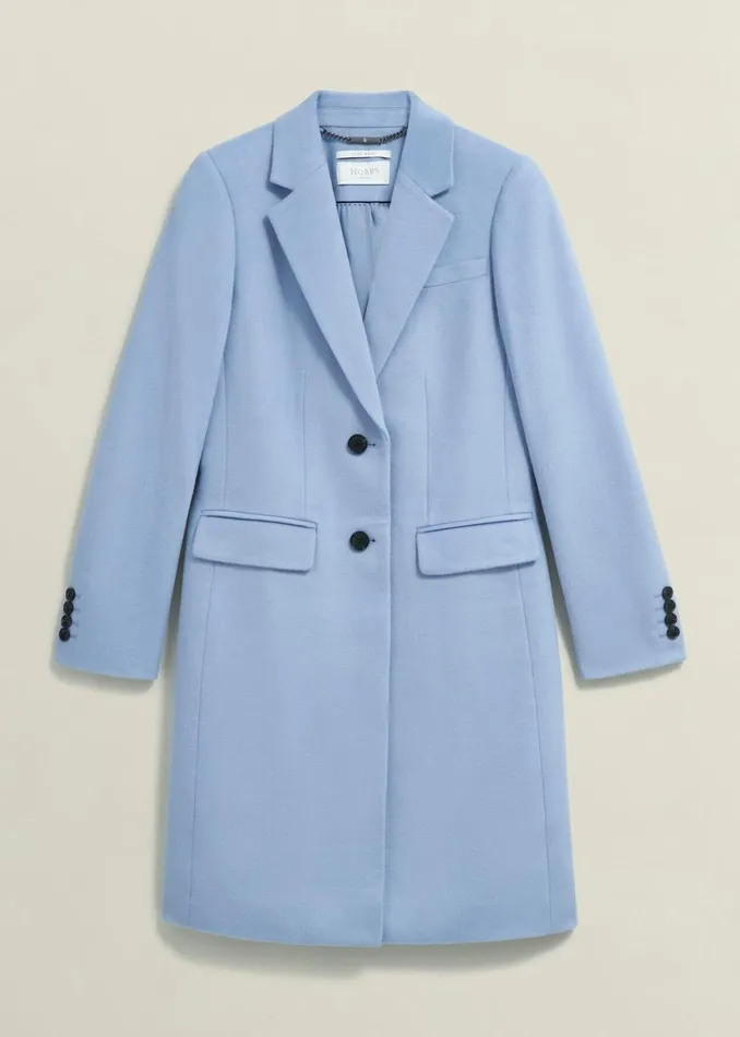 Women Petite Cavendish Wool Coat Pale Blue Hobbs Coats and Jackets