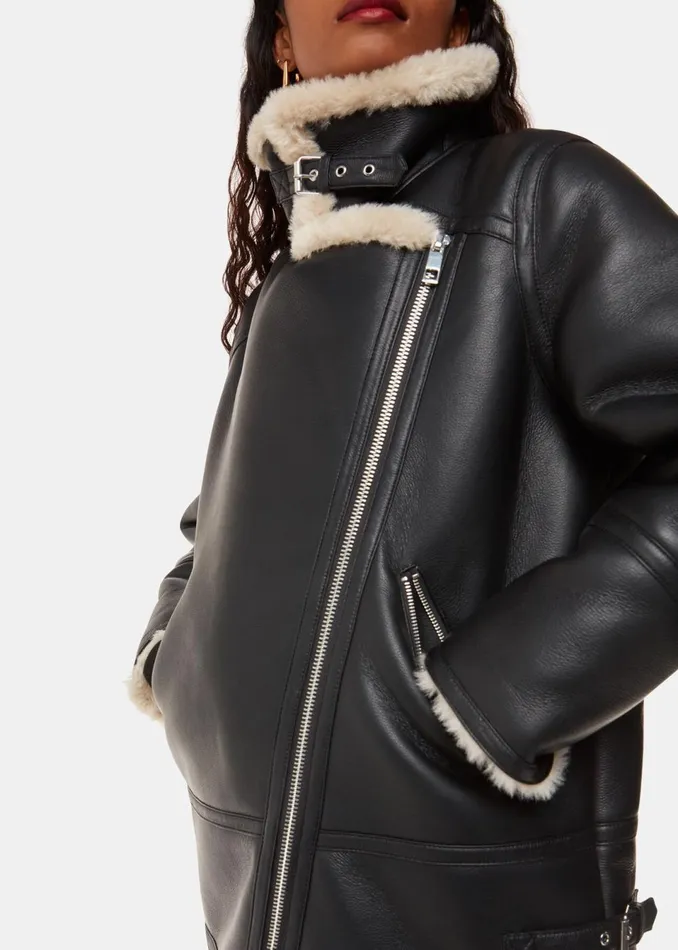 Women Petite Coats and Jackets Whistles Black Petite Faux Fur Aviator