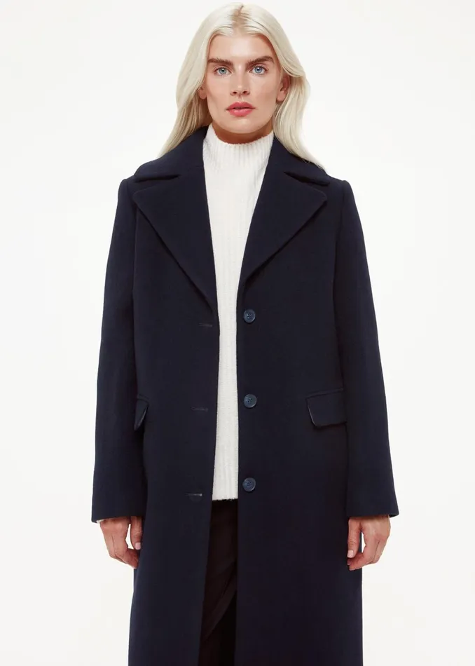 Women Petite Coats and Jackets Whistles Navy Petite Amalia Longline Coat