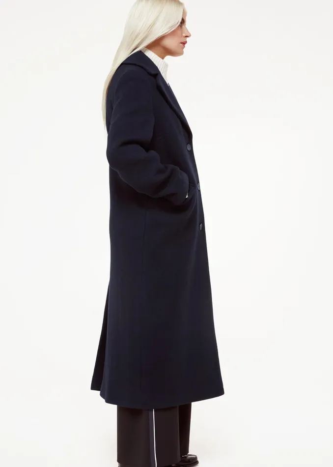 Women Petite Coats and Jackets Whistles Navy Petite Amalia Longline Coat