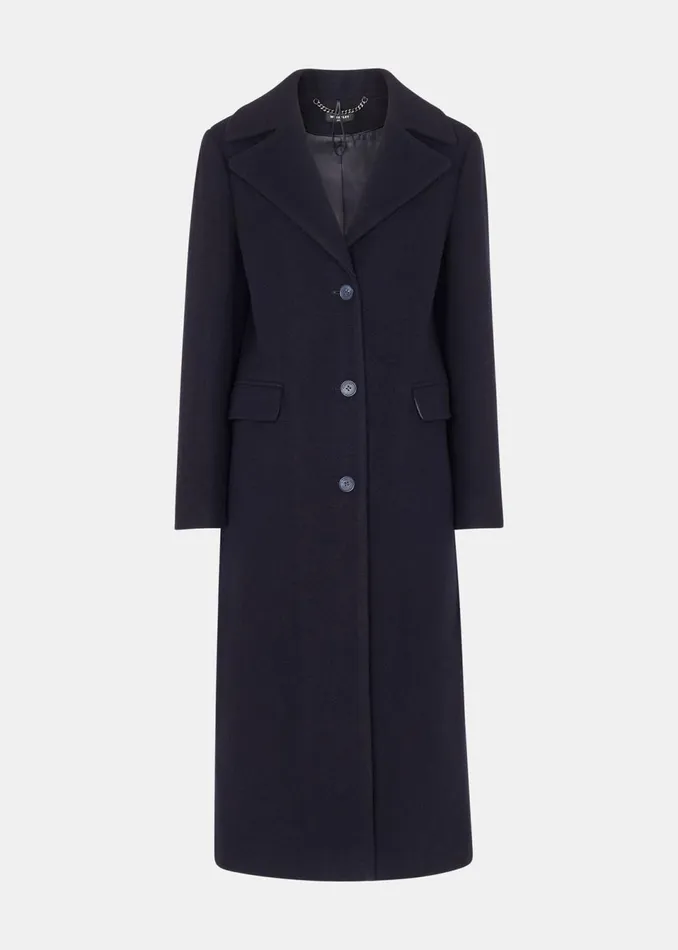 Women Petite Coats and Jackets Whistles Navy Petite Amalia Longline Coat