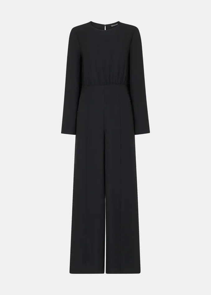 Women Petite Dresses and Jumpsuits Whistles Black Petite Bonnie Gathered Jumpsuit