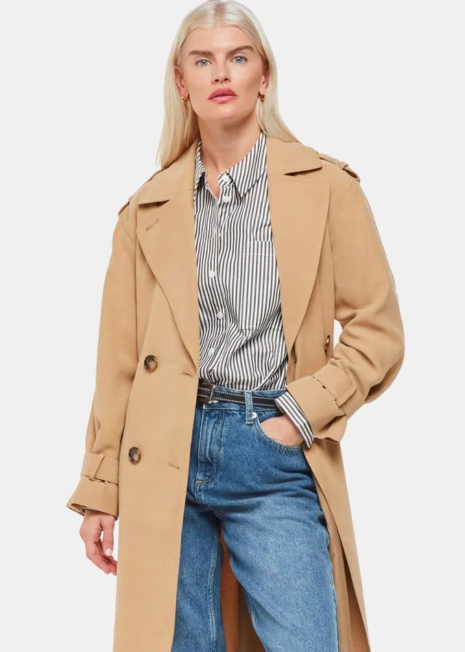 Women Petite Tailoring Whistles Black Petite Stripe Relaxed Fit Shirt