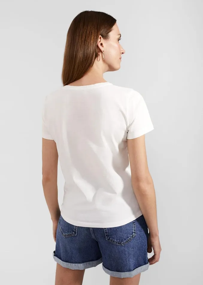 Women Pixie Cotton Embroidered TShirt Ivory Pink Hobbs Tops