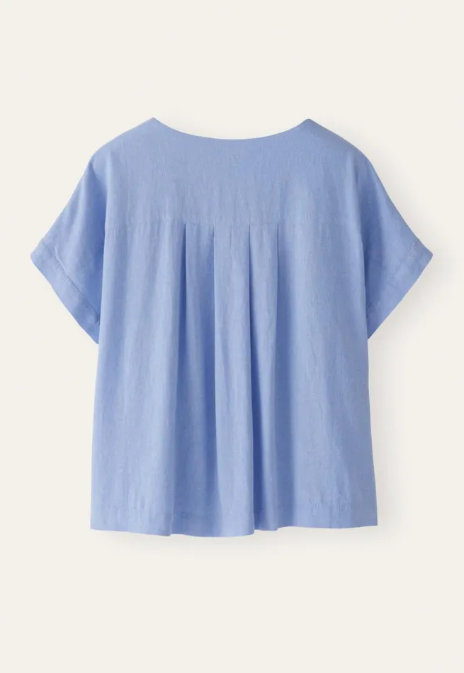 Women Pleatfront Top Lilac Blue Poetry Fashion Shirts and Tunics