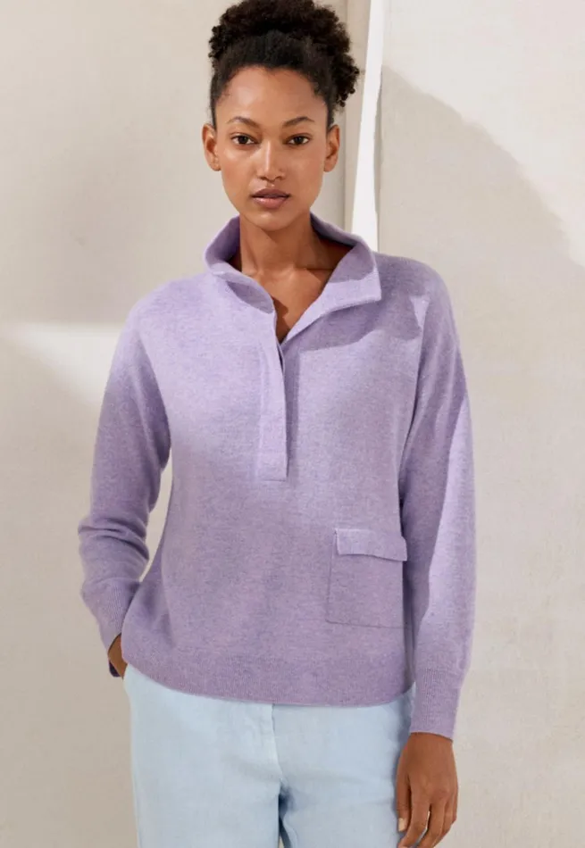 Women Pocketdetail Sweater Soft Lavender Poetry Fashion Sweaters