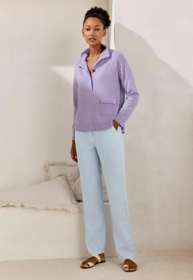 Women Pocketdetail Sweater Soft Lavender Poetry Fashion Sweaters