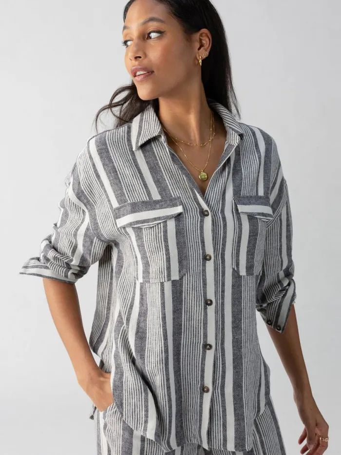 Women Pocket Shirt Variegated Stripe Sanctuary Clothing Tees and Tops
