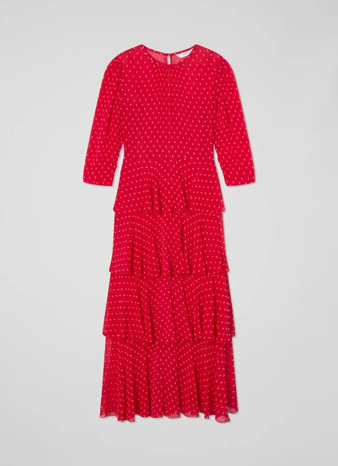 Women Poppy Red Poinsettia Tiered Dress Multi LKBennett Dresses Women Poppy Red Poinsettia Tiered Dress Multi LKBennett Dresses